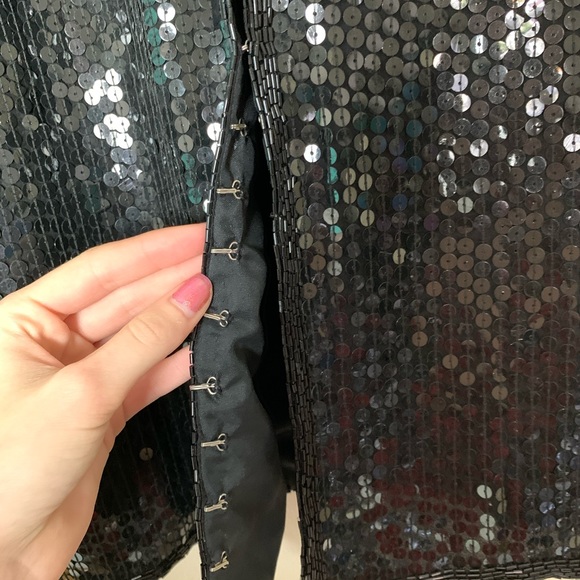 Vintage Silk Black Beaded Holiday Jacket Women’s Size Small - Picture 4 of 8